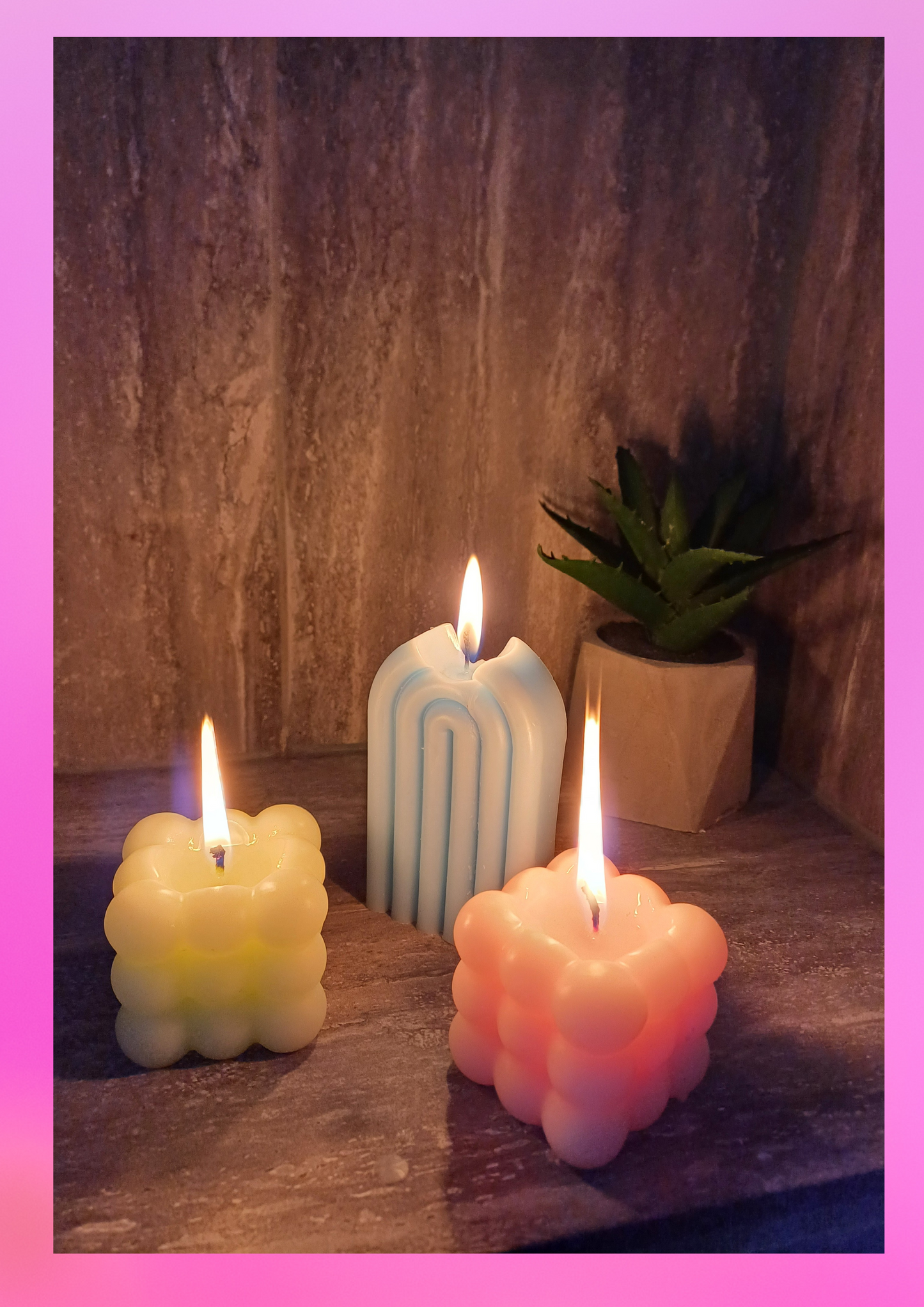 Scented Bubble Cube Candle, Handmade Soy , Aromatherapy -Watermelon Scent