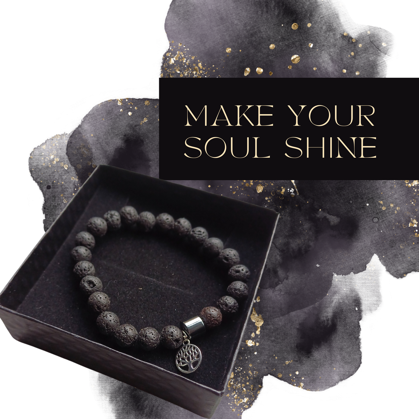 Ignite Your Style: Genuine Lava Rock Bracelet-Black