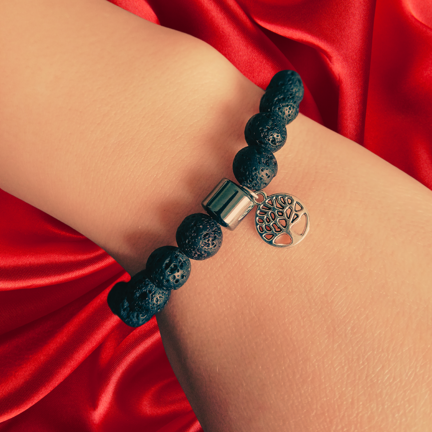 Ignite Your Style: Genuine Lava Rock Bracelet-Black